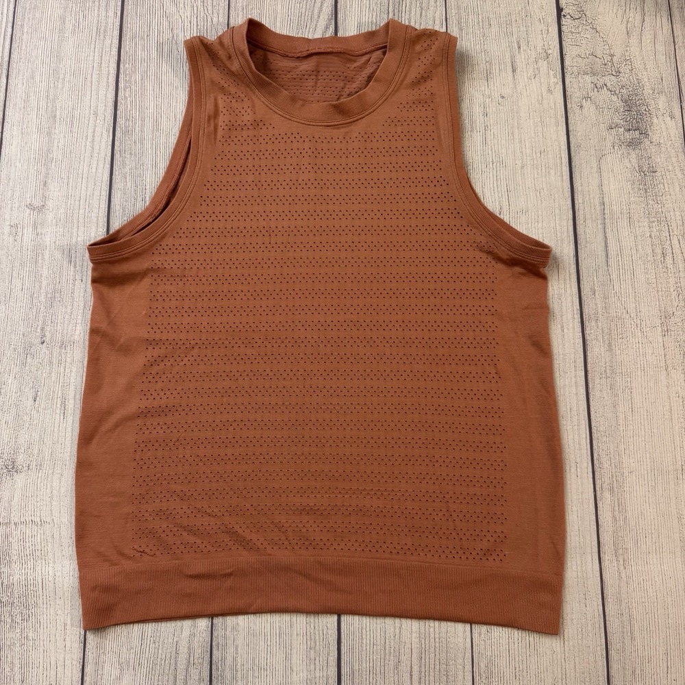 Lululemon Women Copper Clay Breeze By Muscle Tank II Squad Mesh Perforated Top 6